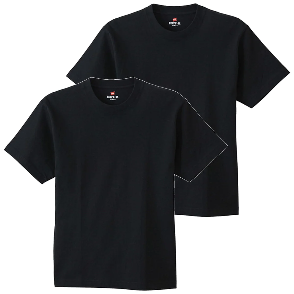 Hanes Beefy T-Shirt Short Sleeve Crew Neck Tagless 2 Pack H5180-2 Black