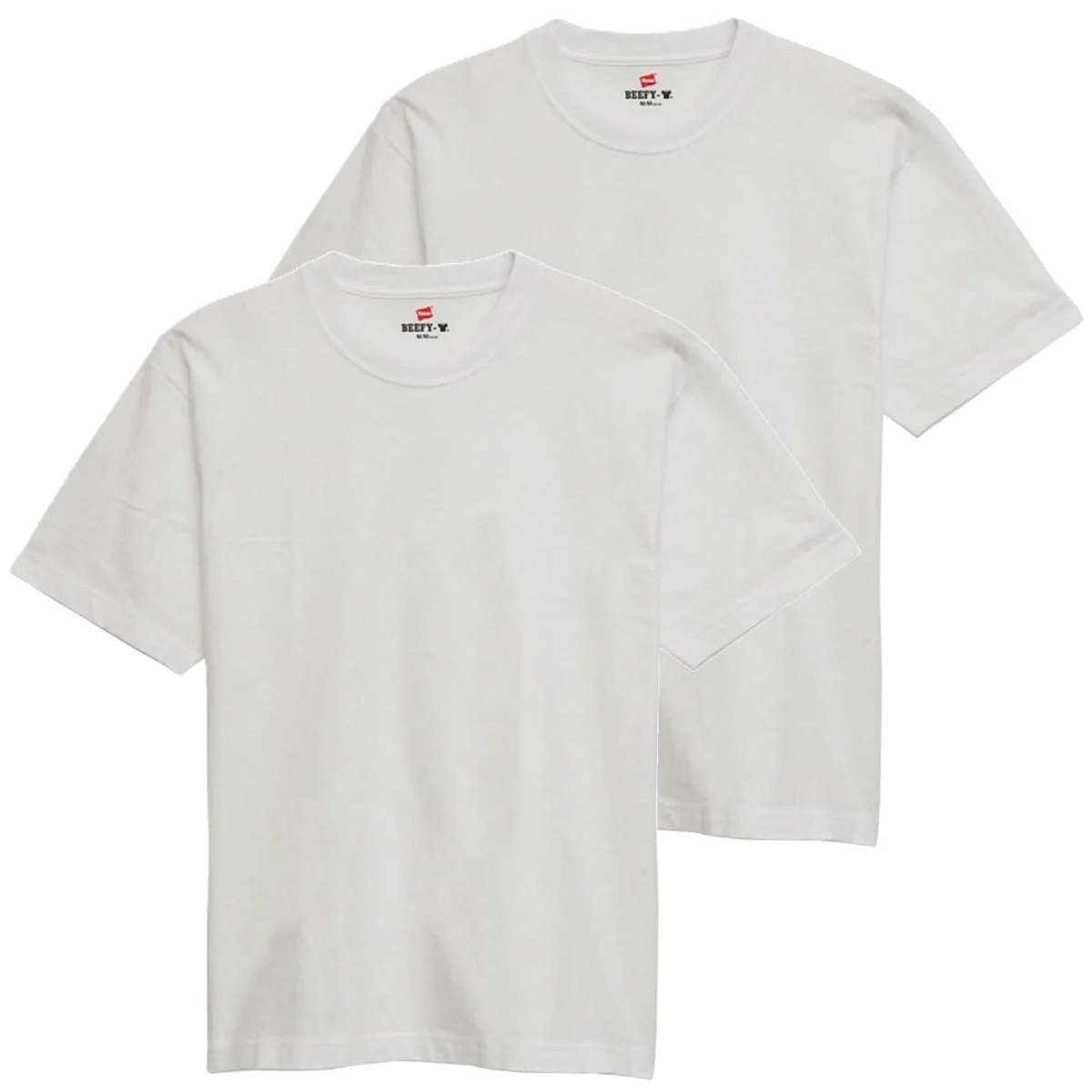 Hanes Camiseta T Shirt de Manga Corta Sin Etiqueta 2 Pack H5180-2 Blanca