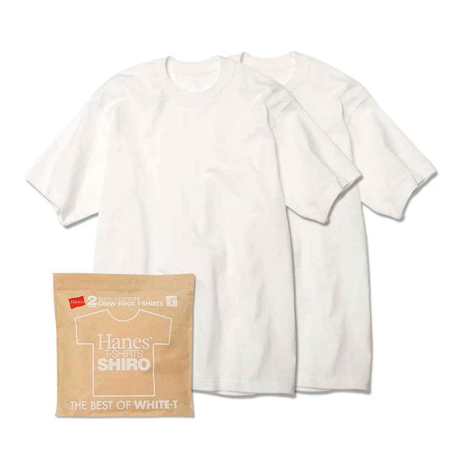 Hanes T-Shirt Crew Neck Cotton 100 Percent Tagless HM1-Z701 White 2 Pack
