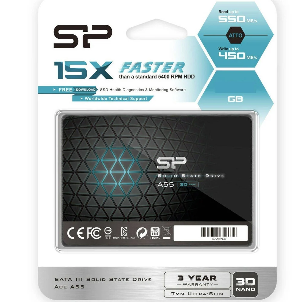 HARD DISK INTERNO SSD 512GB HIGH SATA 3 2,5'' PER COMPUTER DESKTOP LAPTOP SP A55 - TrAdE Shop Traesio