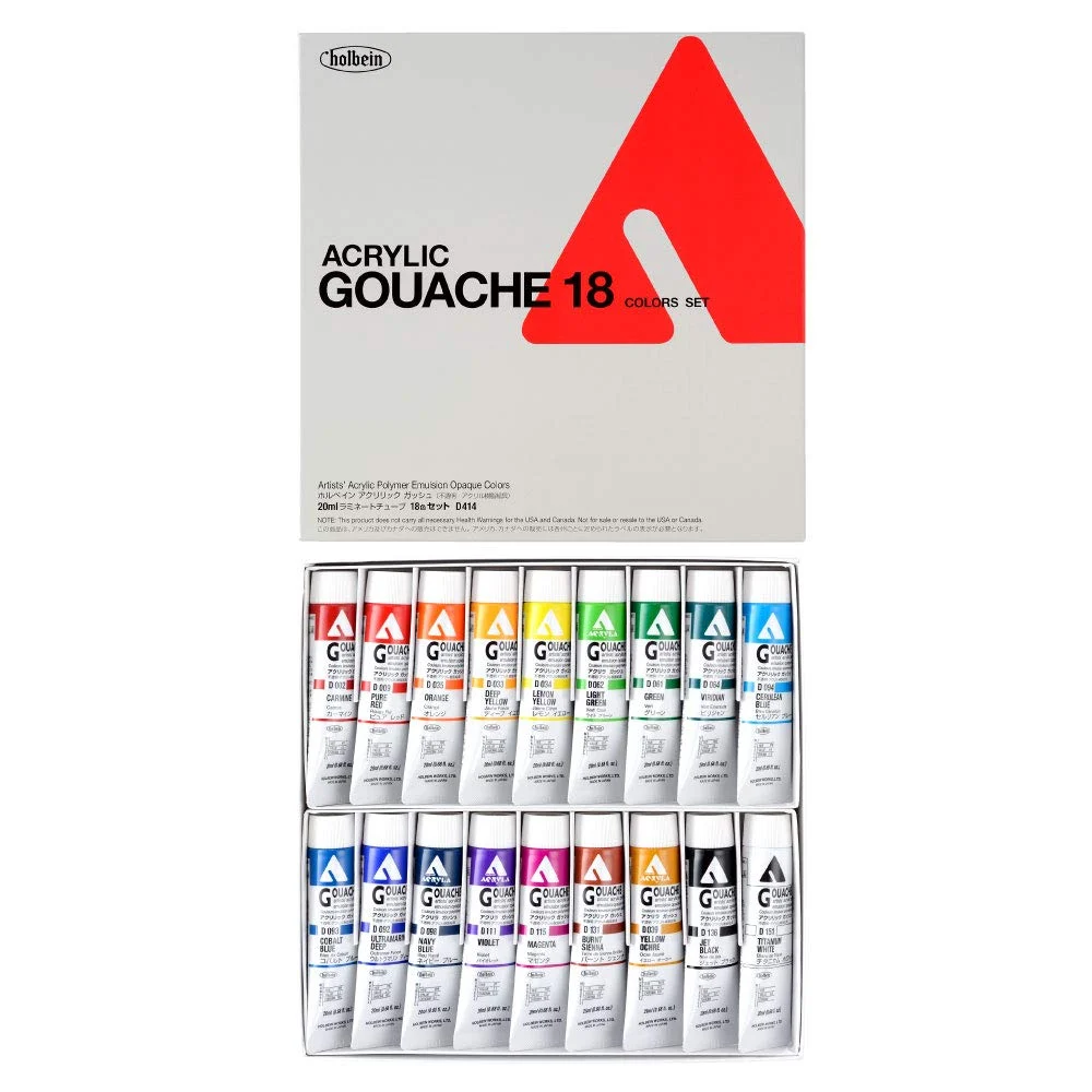 Holbein Acrylic Gouache D414 20ml 18 colors set 07414