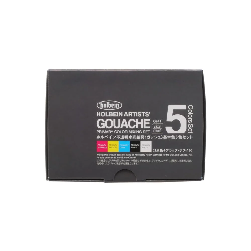 Holbein Opaque Watercolors Gouache Basic 5-Color Set G741 15ml