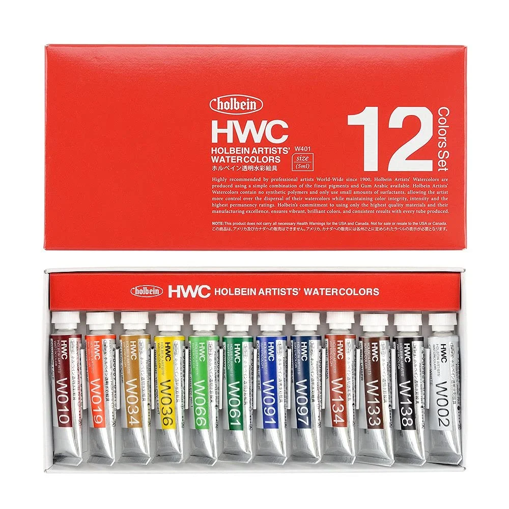 Set de Acuarelas Transparentes Holbein W401 12 Colores 5ml 3401