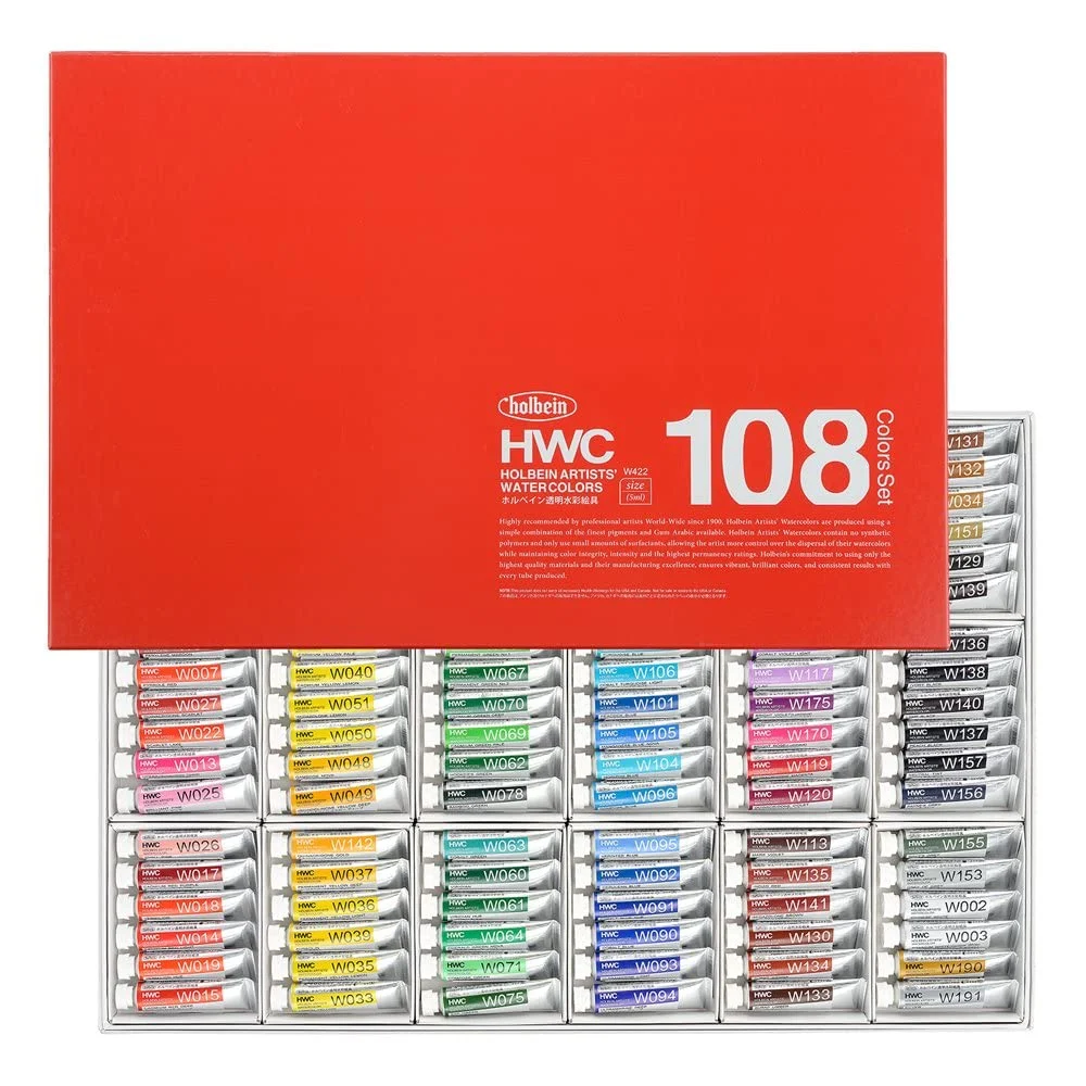 Holbein Acquerelli Trasparenti Set Completo 108 Colori W422 5ml