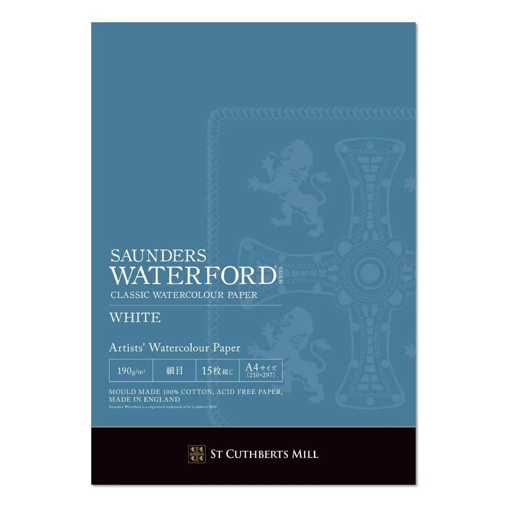 Holbein Waterford blocco carta acquerello A4 bianca grana fine 190g 15 fogli