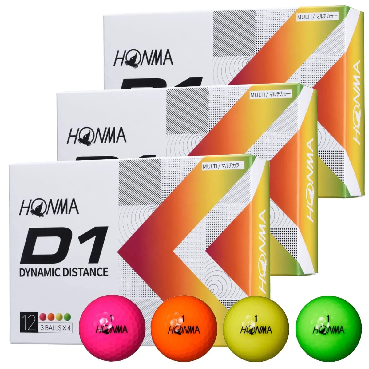 HONMA Palline da Golf D1 D-1 Ionomero Morbido Distanza BT2201 Multicolore 3 Dozzine