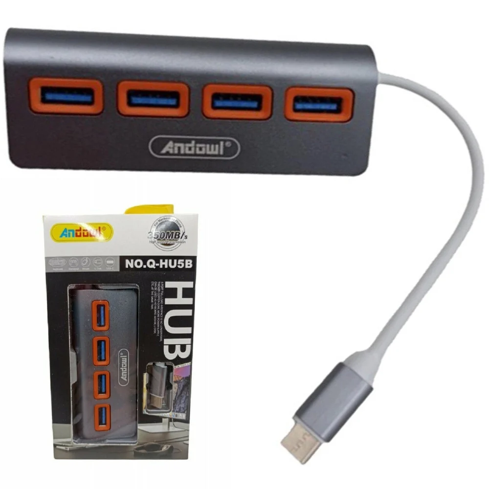 HUB 4 PORTE USB 3.0 CON CONNESSIONE USB-C TYPE-C Q-HU5B COLLEGAMENTO DISPOSITIVI