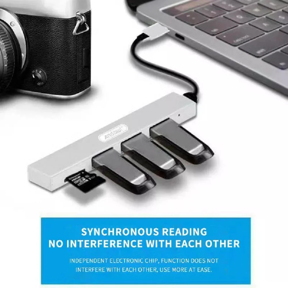 HUB USB 3 PORTE USB3.0 + 1 SLOT MICRO SD PORTATILE DISSIPAZIONE DEL CALORE Q-T89