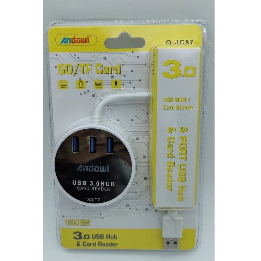 HUB USB 3.0 3 PORTE LETTORE SCHEDE CONNESSIONE USB PER PC WINDOWS MAC OS Q-JC87
