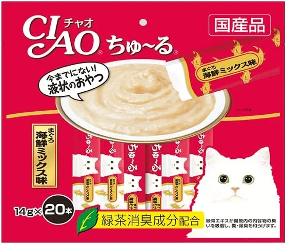 INABA CIAO Churu Tuna Mixed Taste Cat Treats 14g x 20 Packs - Inaba foods