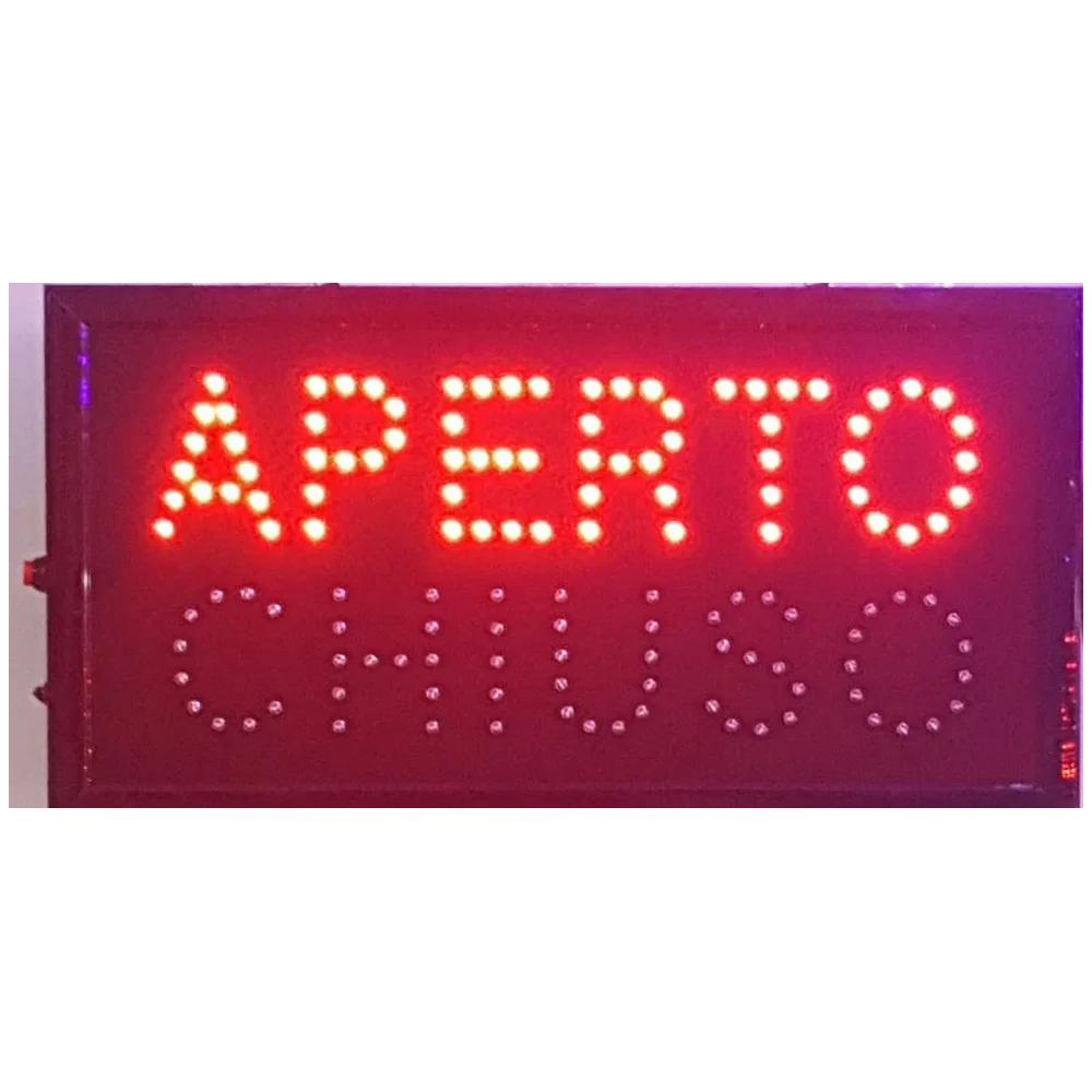 INSEGNA A LED LUMINOSA DINAMICA CON TASTO SELETTORE APERTO O CHIUSO 50X25 CM - TrAdE Shop Traesio