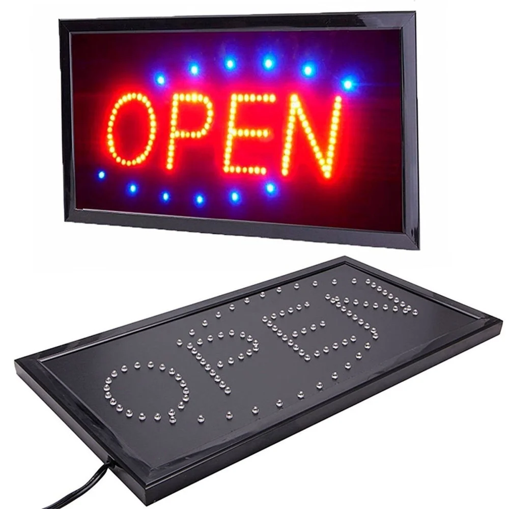 INSEGNA LUMINOSA A LED CON SCRITTA OPEN PER VETRINA NEGOZIO BAR RISTORANTE - TrAdE Shop Traesio