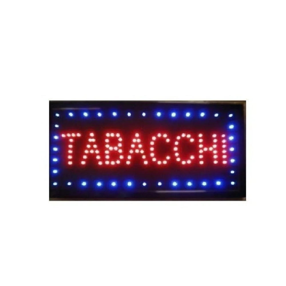 INSEGNA LUMINOSA A LED CON SCRITTA TABACCHI PER NEGOZIO TABACCHERIA 48,5X25,5CM - TrAdE Shop Traesio