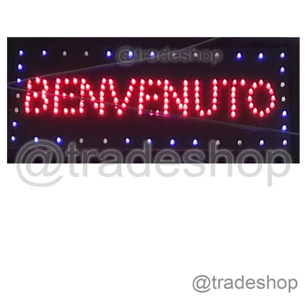 INSEGNA LUMINOSA A LED SCRITTA BENVENUTO PER BAR NEGOZI UFFICI COMMERCIO - TrAdE Shop Traesio