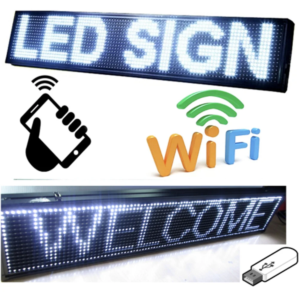 INSEGNA LUMINOSA A LED SCRITTA PERSONALIZZATA SCORREVOLE LUCE BIANCA 100 X 20 CM - TrAdE Shop Traesio