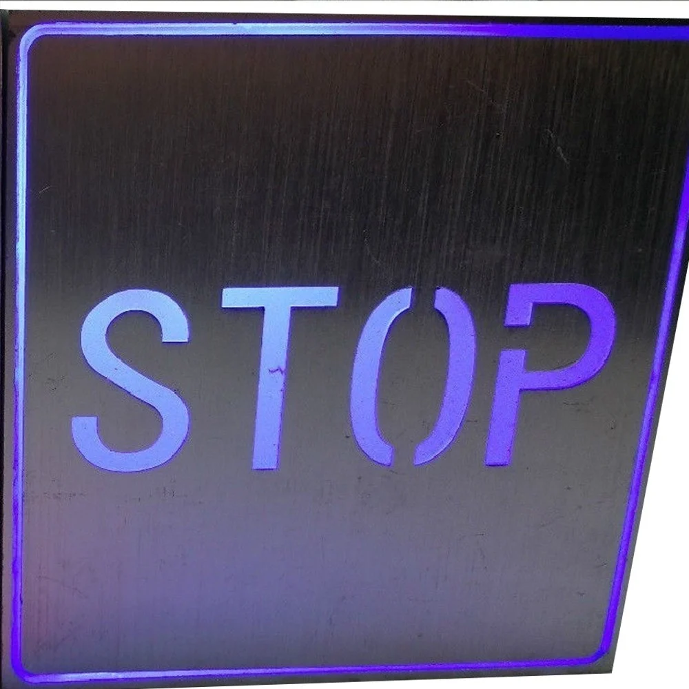 INSEGNA TABELLA A LED CON SCRITTA TESTO STOP LUMINOSA LUCE BLU DA PARETE MURO 1W - TrAdE Shop Traesio