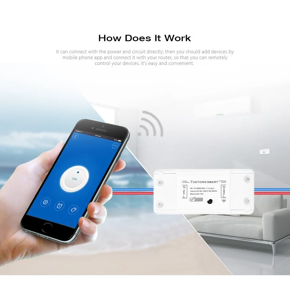 INTERRUTTORE RICEVITORE 10A WIFI ANDROID ON OFF SMARTPHONE SMART HOME CELLULARE - TrAdE Shop Traesio