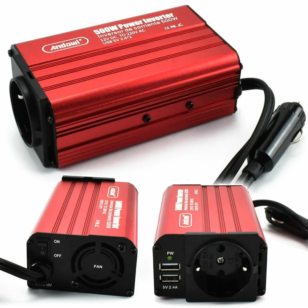 INVERTER PER AUTO SINUSOIDALE DA 500W PER CONVERTIRE DA 12V CC A 220V CA Q-N7001