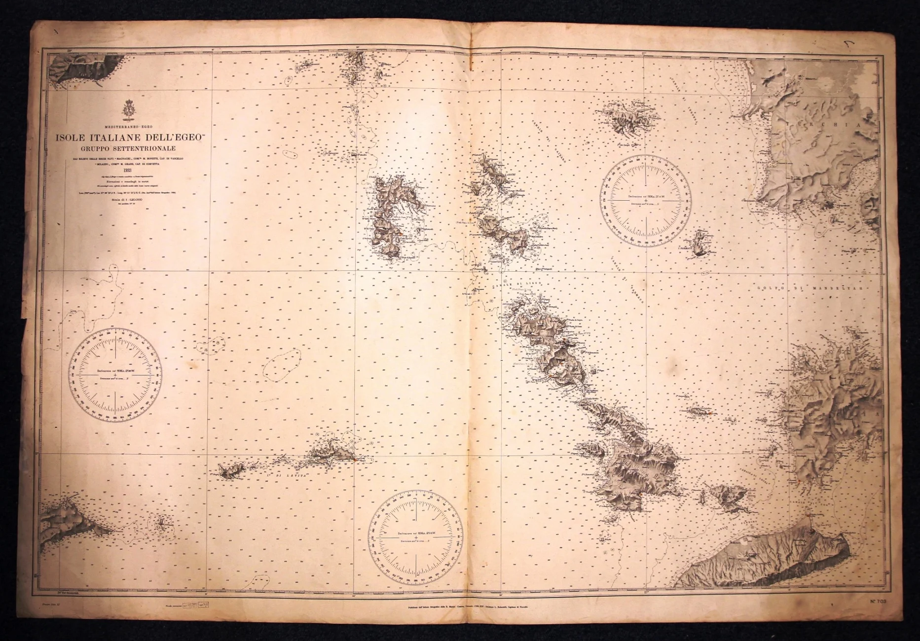 isole italiane dell’egeo – gruppo settentrionale n. 703 (1936) - Carte nautiche, da pesca…