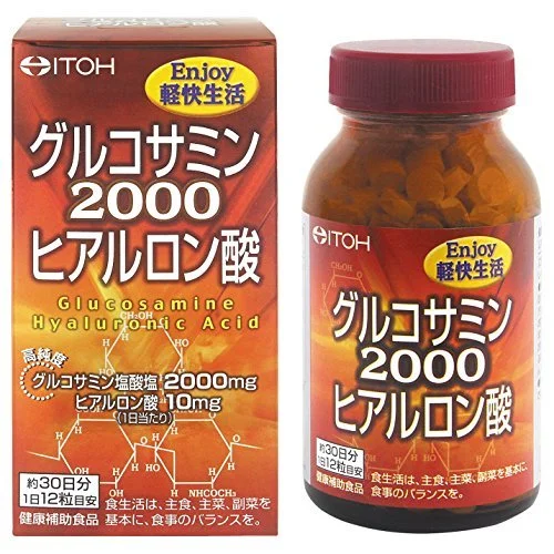 ITOH Glucosamina 2000 con ácido hialurónico, 30 días, 300mg x 360 cápsulas - WAFUU JAPAN