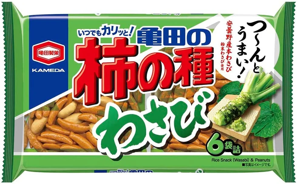 Kakinotane Wasabi Rice Crackers 6 Bags 164g x 12 Bags - Kameda