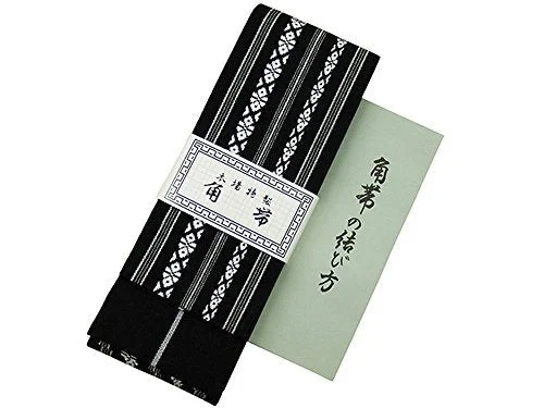 KAKU OBI Kimono Belt 100% Cotton Black - WAFUU JAPAN