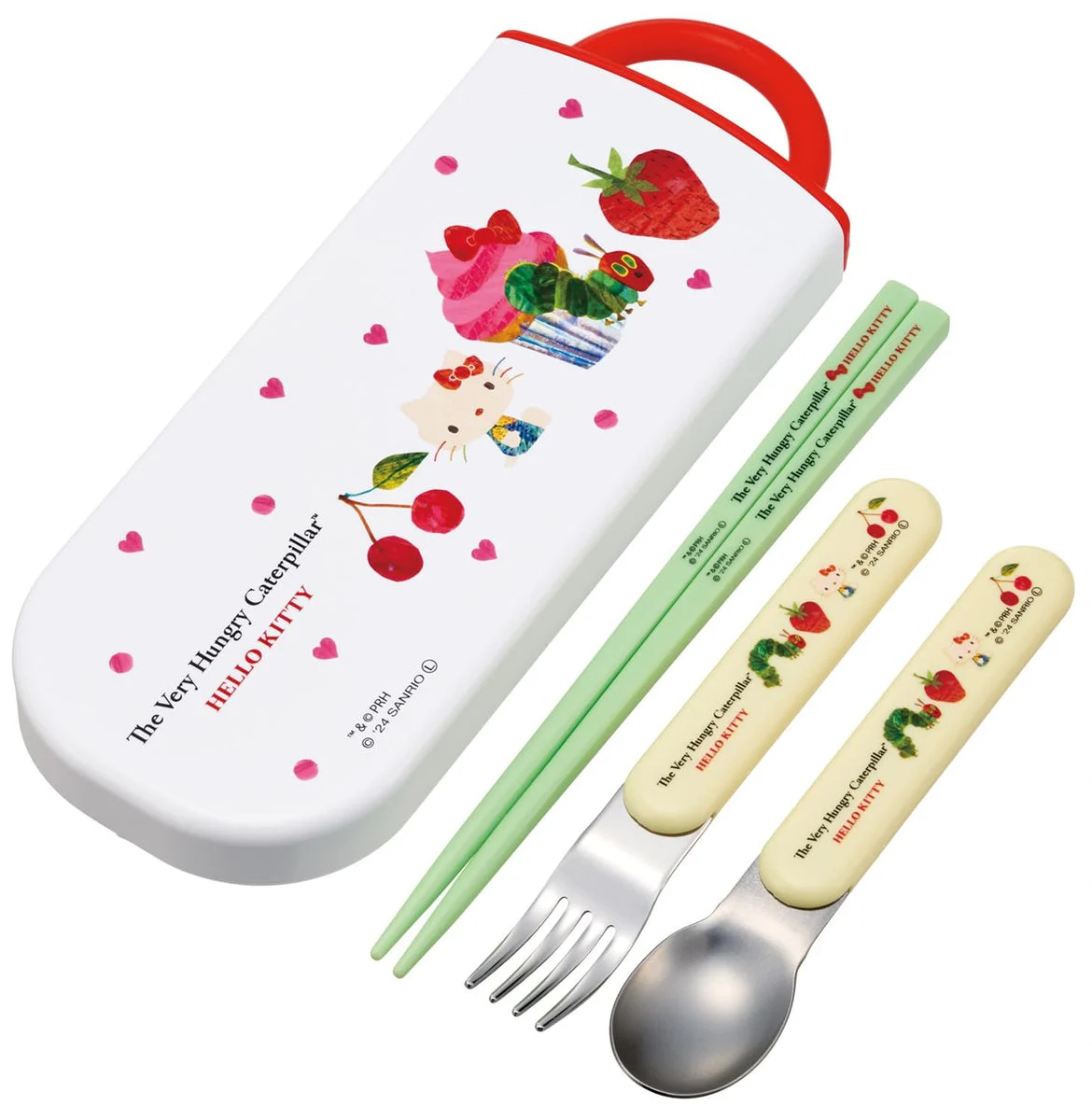Hungry Caterpillar × Hello Kitty set posate per bambini con bacchette e custodia