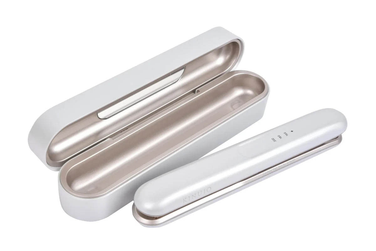 KINUJO LuxeJewel Cordless Hair Iron Silk Plate 200°C White Dual Voltage AC100V-240V