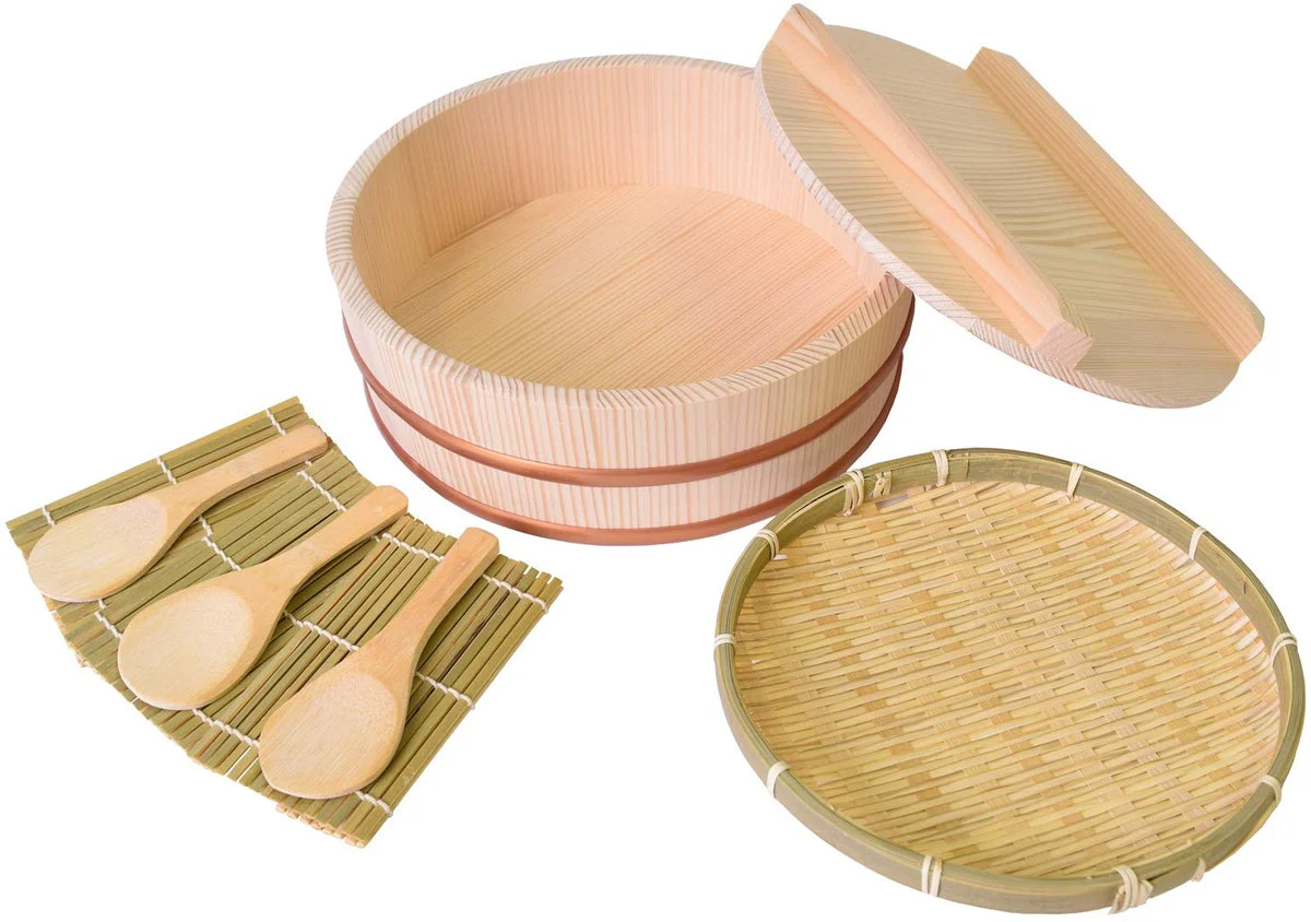 Kiso Kougei Ohitsu Temakizushi Set with Lid 26.8cm for 2.5 Cups