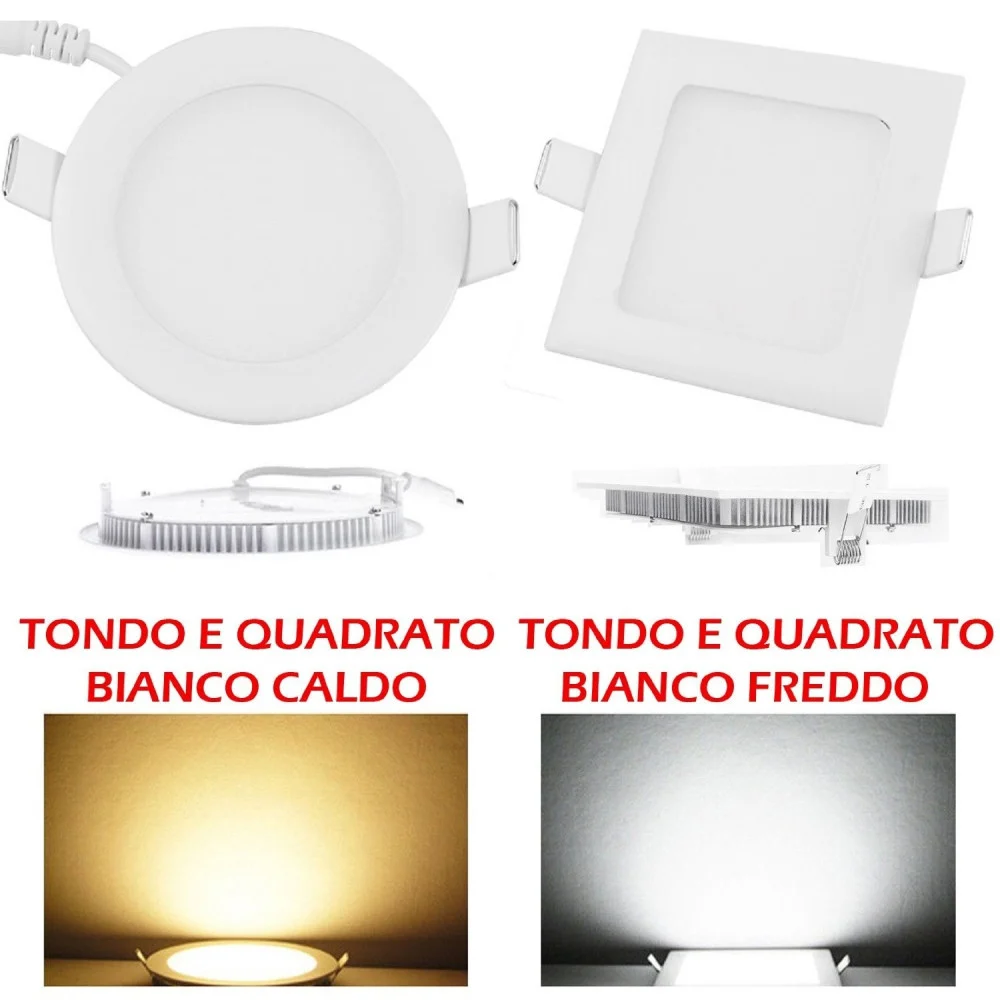 KIT 10 PLAFONIERE FARETTI LED TONDO O QUADRATO DA INCASSO CON ALETTE 6W - TrAdE Shop Traesio