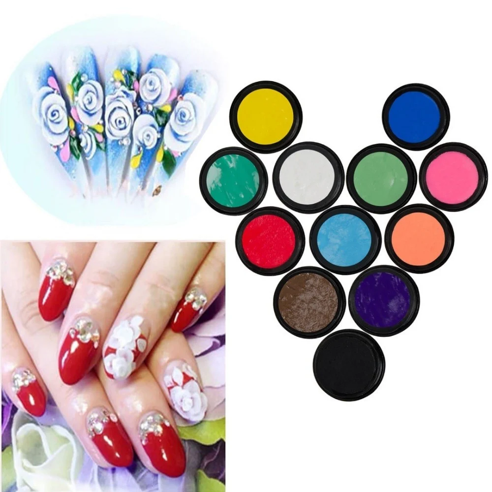 KIT 12 PEZZI COLORI ACRILICI 3D GEL MICROPITTURA NAIL ART RICOSTRUZIONE UNGHIE - TrAdE Shop Traesio
