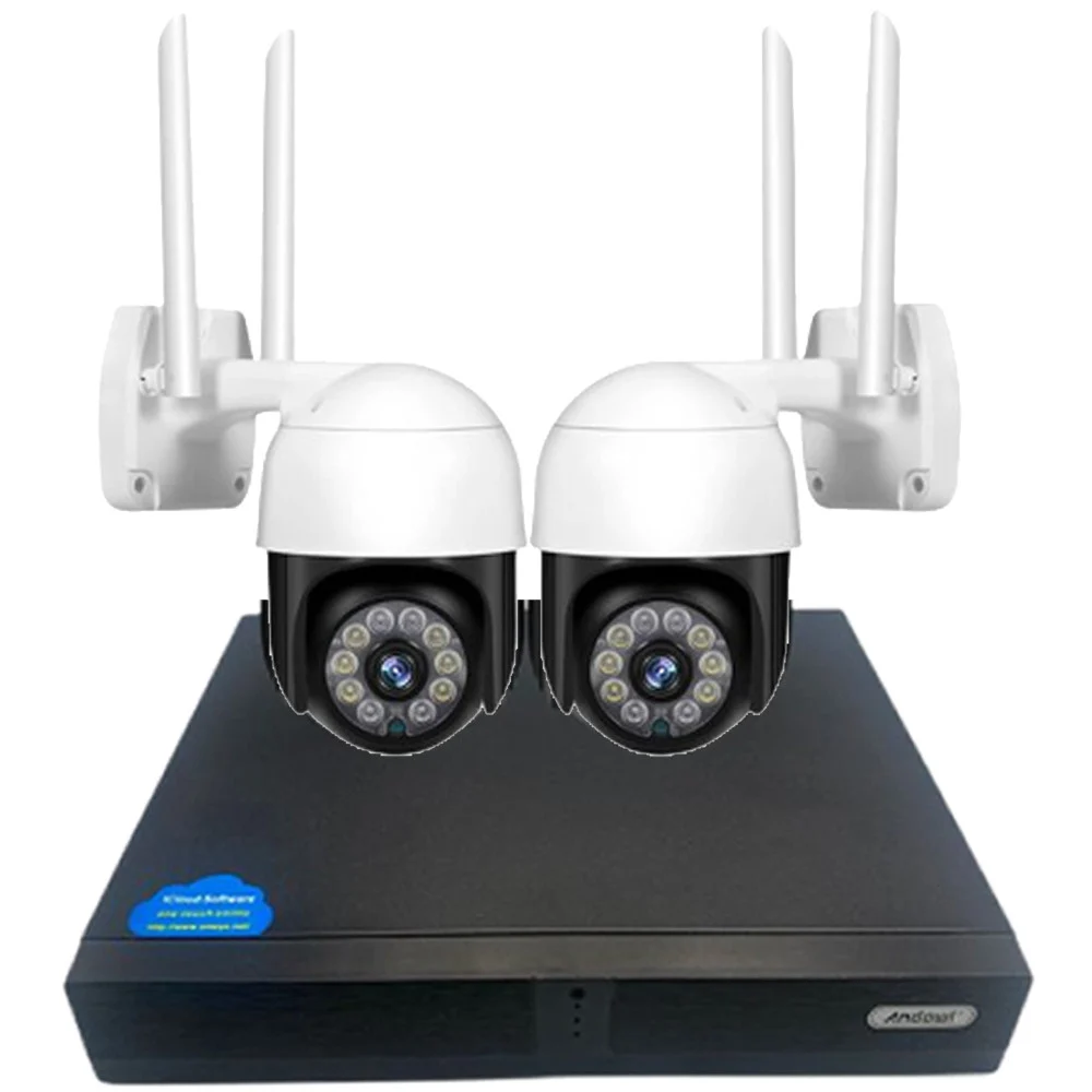 KIT 2 TELECAMERE WI-FI PTZ 4K CON REGISTRATORE NVR SISTEMA DI SICUREZZA Q-S2000