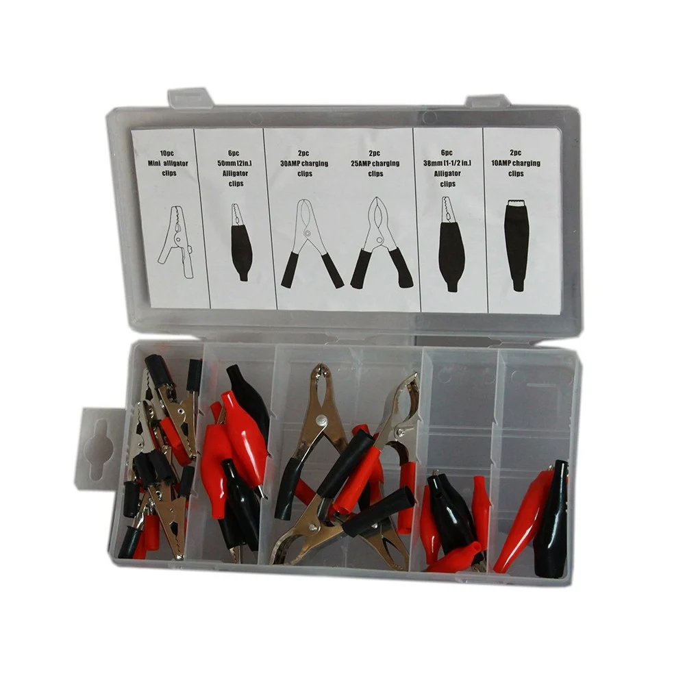 KIT 28 MORSETTI A COCCODRILLO PINZE CON CAPPUCCIO IN PLASTICA MORSETTI BATTERIA - TrAdE Shop Traesio