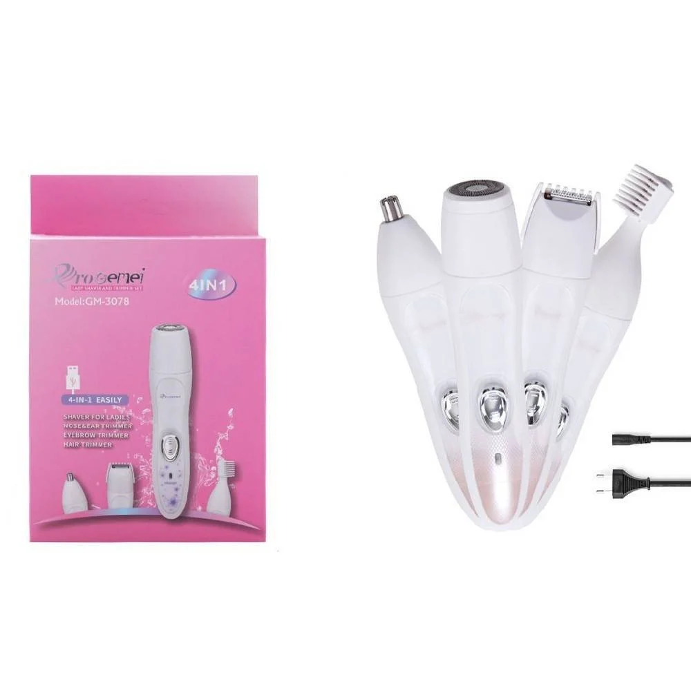 KIT 4 IN 1 RASOIO RIFINITORE DONNA EPILATORE PROFESSIONALE RICARICABILE GM-3078