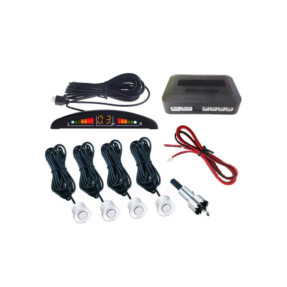 KIT 4 SENSORI DI PARCHEGGIO CON DISPLAY LED+SUONO GRIGIO CON CICALINO ACUSTICO - TrAdE Shop Traesio