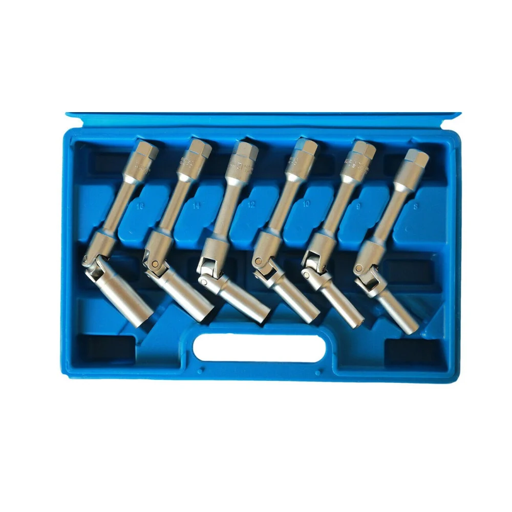 KIT 6 CHIAVI BUSSOLA SNODATE PER CANDELETTE AUTO DIESEL DA 8 A 16 mm 3/8" 160mm - TrAdE Shop Traesio