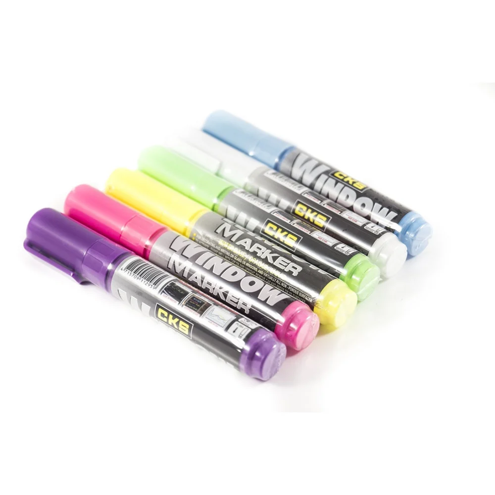 KIT 6 PENNARELLI PER LAVAGNA LUMINOSA A LED RI-SCRIVIBILE FLUORESCENTI FLUO