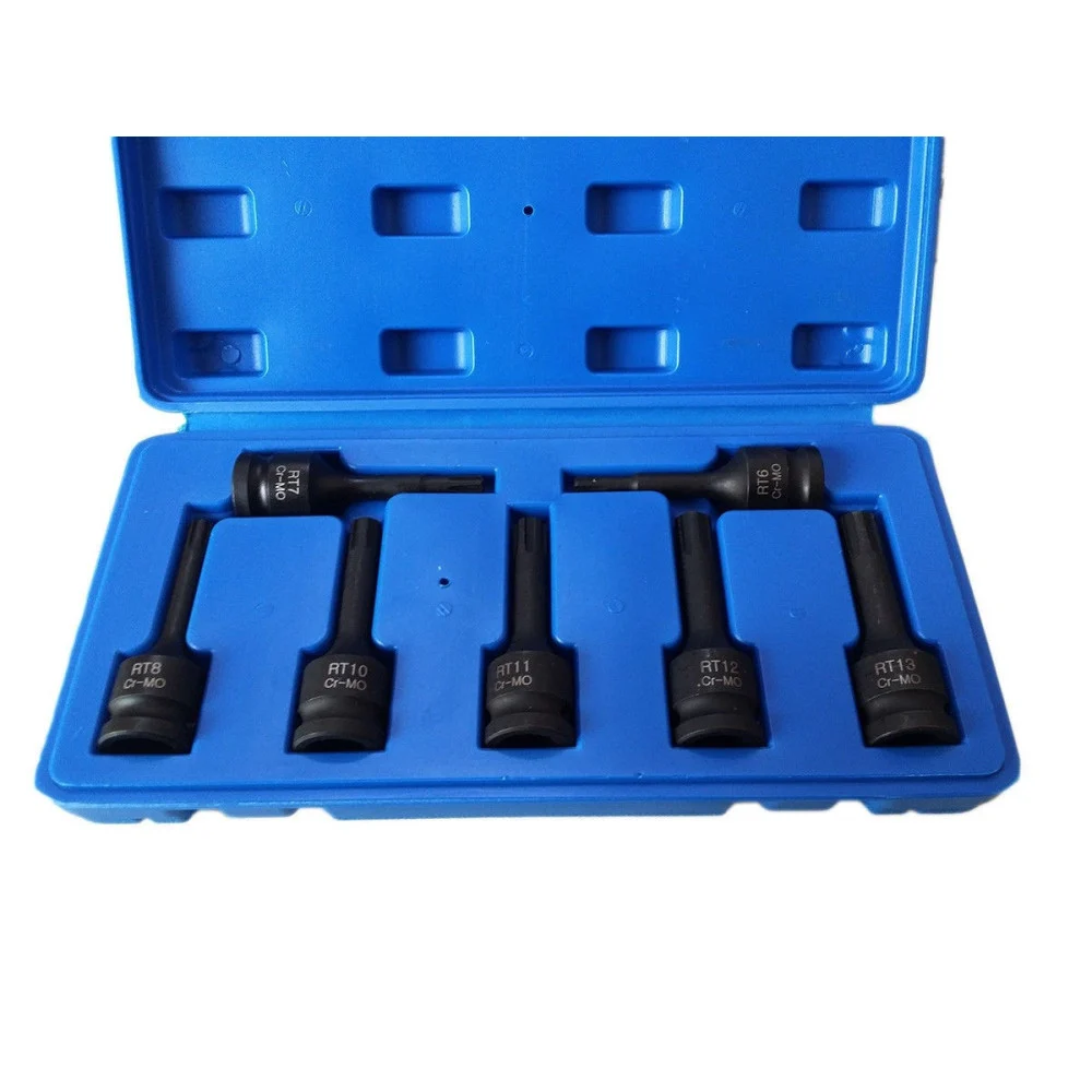 KIT 7 PZ CHIAVI BUSSOLA AD IMPATTO 1/2" TORX R6 - RT13 PER AVVITATORE PNEUMATICO