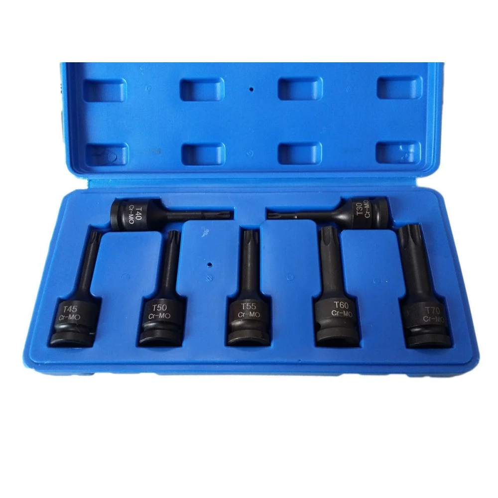 KIT 7 PZ CHIAVI BUSSOLA AD IMPATTO 1/2" TORX T30 - T70 PER AVVITATORE PNEUMATICO
