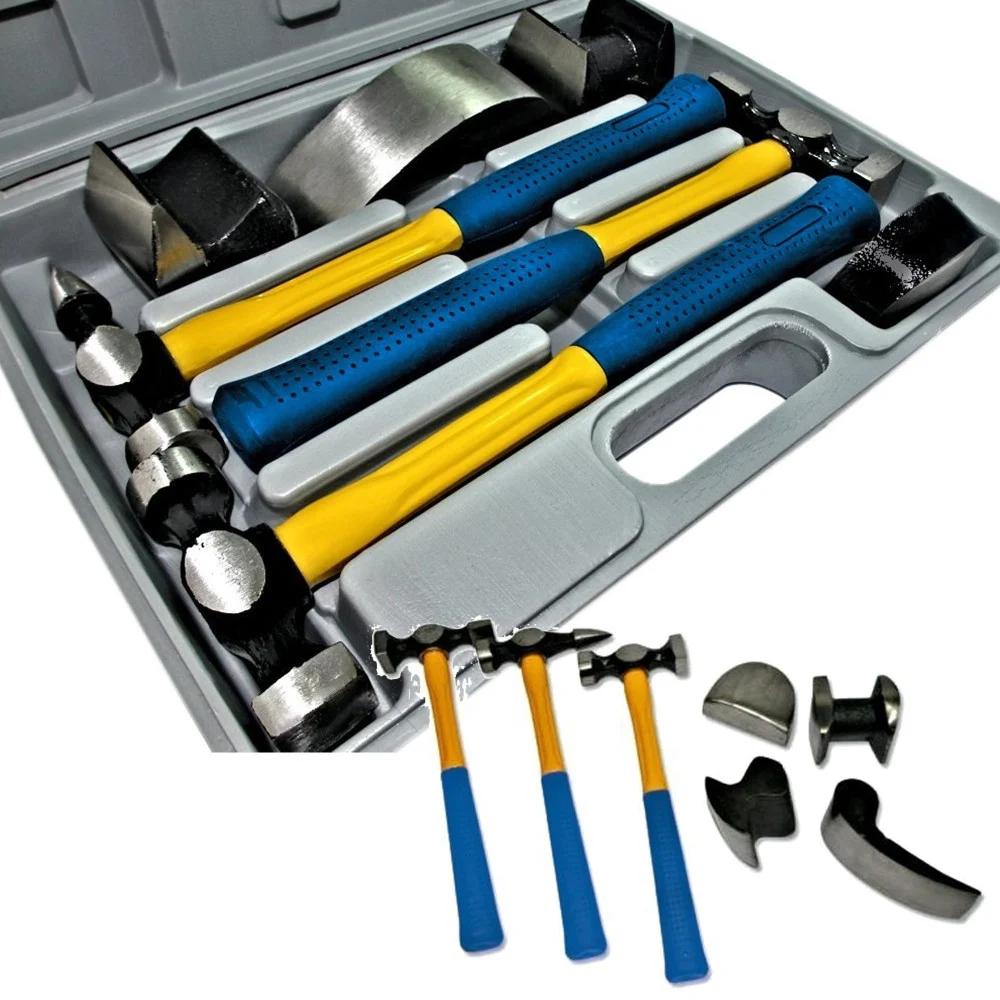 KIT ACCESSORI X CARROZZIERE CARROZZERIE ATTREZZI 4 TASSI 3 MARTELLI IN VALIGIA - Trade_Ox