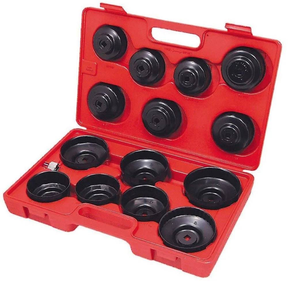 KIT CHIAVE A TAZZA PER FILTRO OLIO 15 PZ AUTO UNIVERSALE CRHOME VANADIUM - TrAdE Shop Traesio