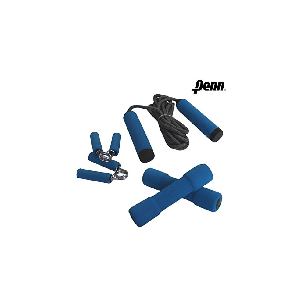 KIT COMPLETO 3 PEZZI GINNASTICA PESI STRINGENTI E CORDA PER SALTO PENN BLU - TrAdE Shop Traesio