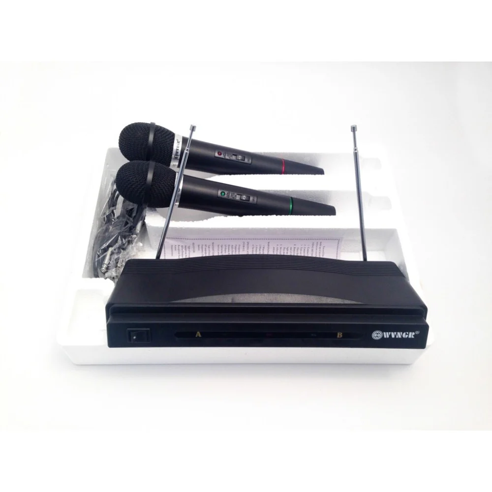 KIT COPPIA MICROFONI PROFESSIONALI WIRELESS CON CENTRALINA FM BICANALE C-05