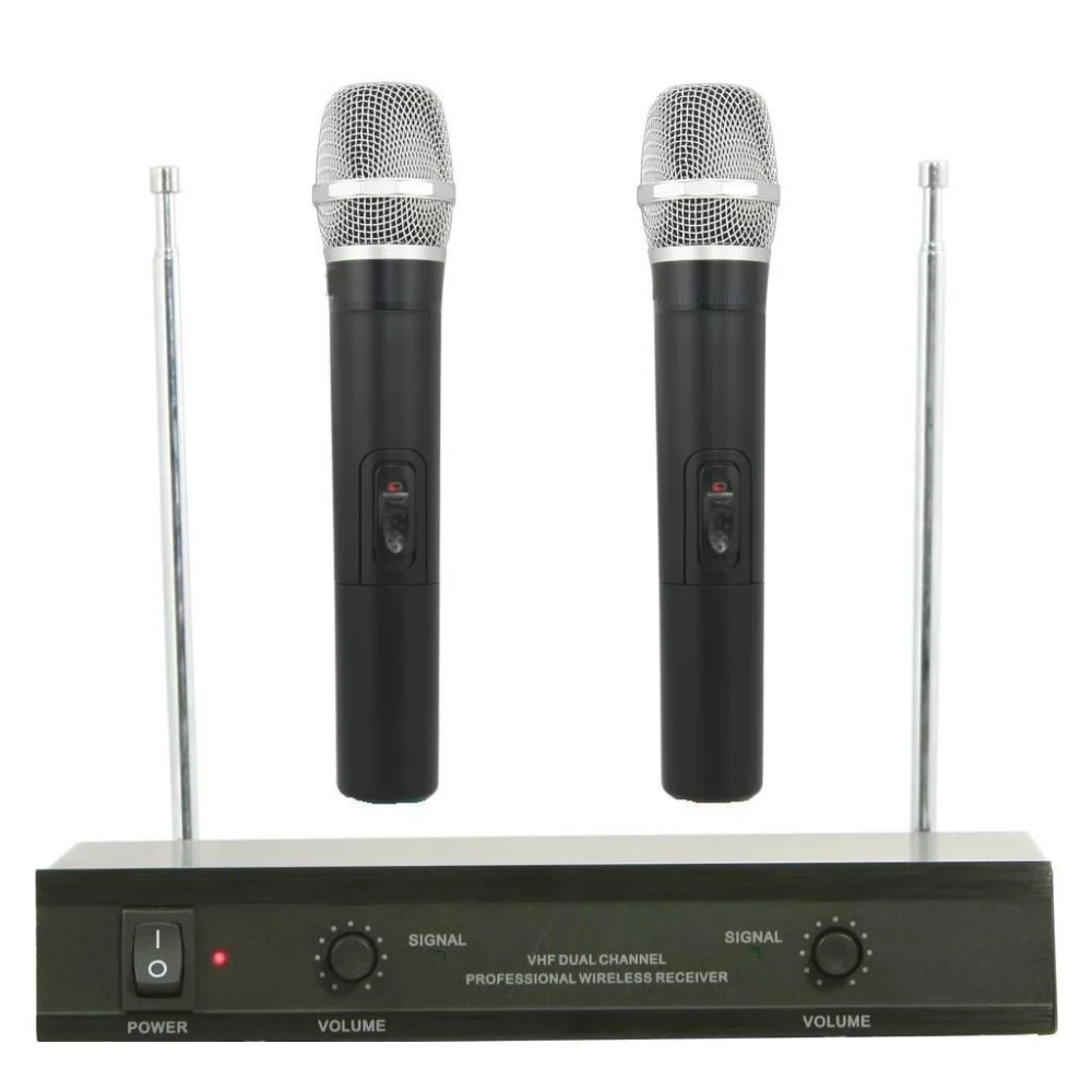 KIT COPPIA MICROFONI PROFESSIONALI WIRELESS CON CENTRALINA VHF BICANALI VHF200 - TrAdE Shop Traesio