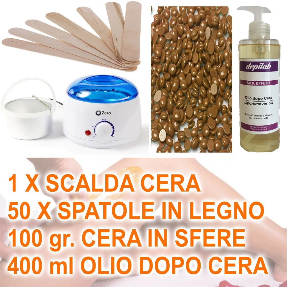 KIT DEPILAZIONE CERETTA BRASILIANA CON SCALDACERA SPATOLA IN LEGNO OLIO SFERE - TrAdE Shop Traesio