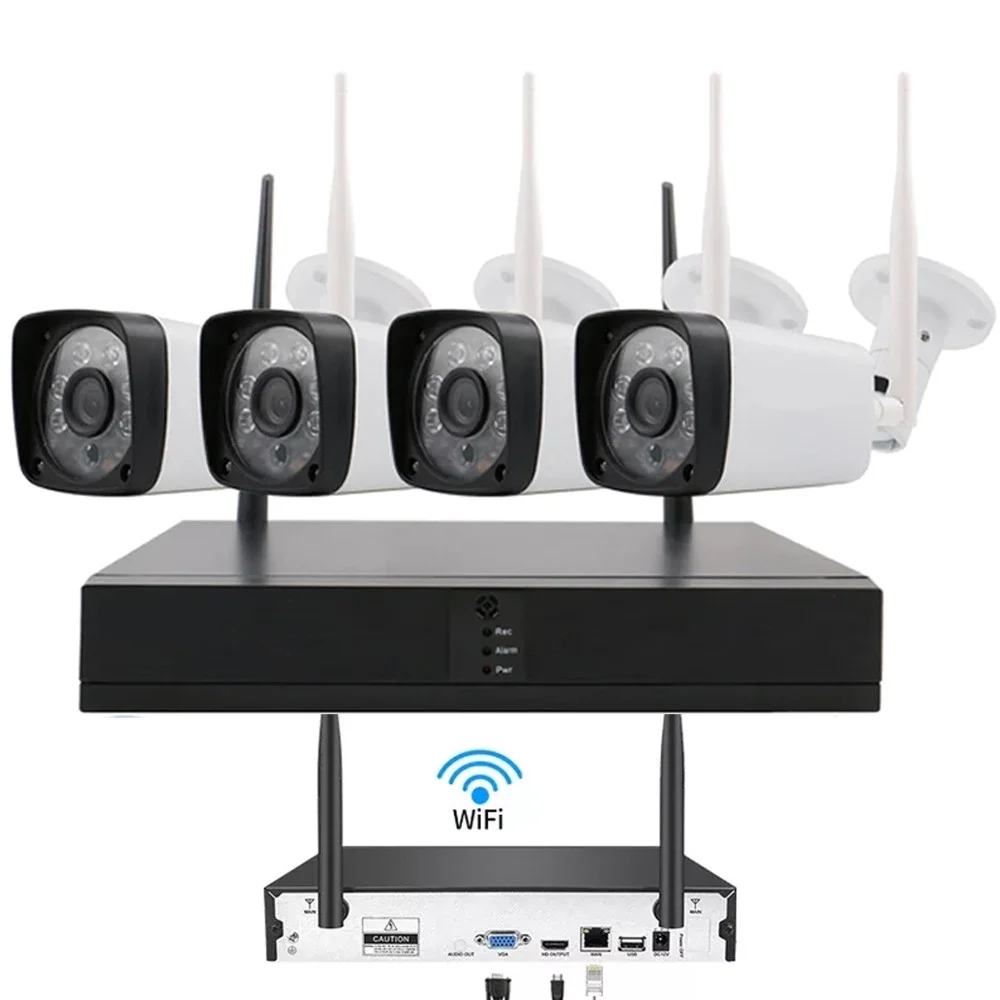 KIT DVR WIRELESS WIFI 4 CANALI SISTEMA REGISTRAZIONE CCTV HD 4 TELECAMERA Q-S4I