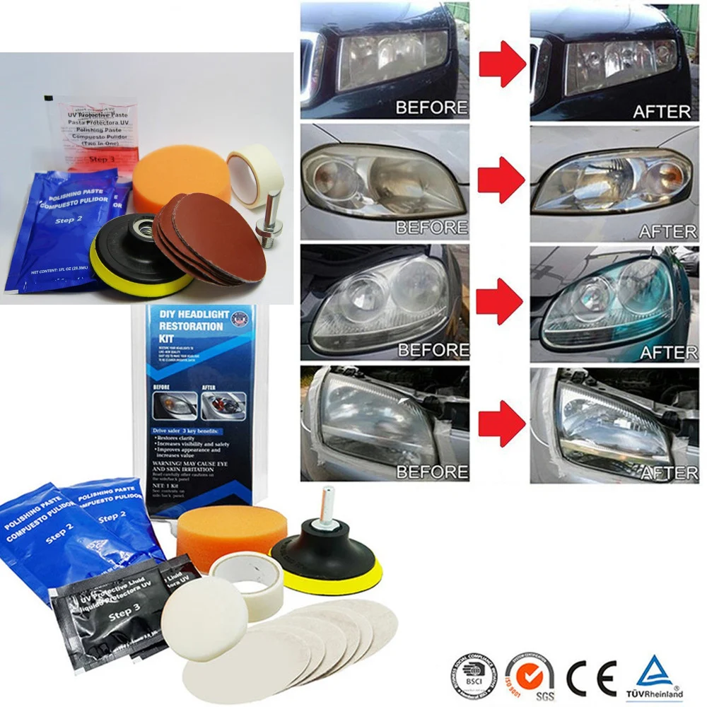 KIT RIPARAZIONE RINNOVA FARI FANALI ELIMINA INGIALLIMENTO AUTO MOTO - TrAdE Shop Traesio