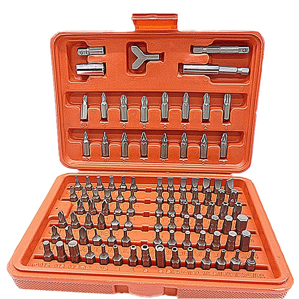 KIT SET 100 PZ CACCIAVITE SICUREZZA ANTIMANOMISSIONE TORX HEX BIT CROMO VANADIO - TrAdE Shop Traesio