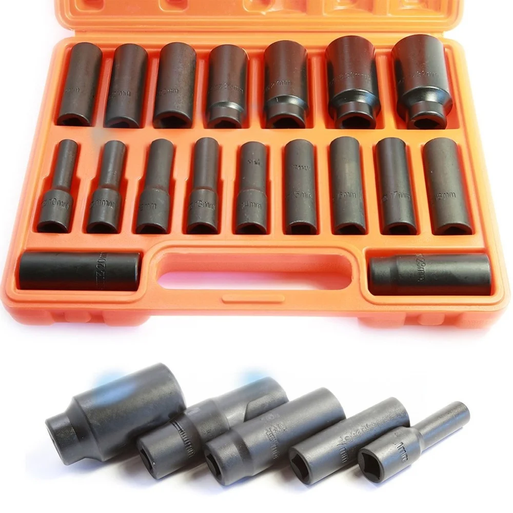 KIT SET 18 BUSSOLE 1/2" ESAGONALI PER AVVITATORE PISTOLA PNEUMATICA DA 10 A 32MM - TrAdE Shop Traesio