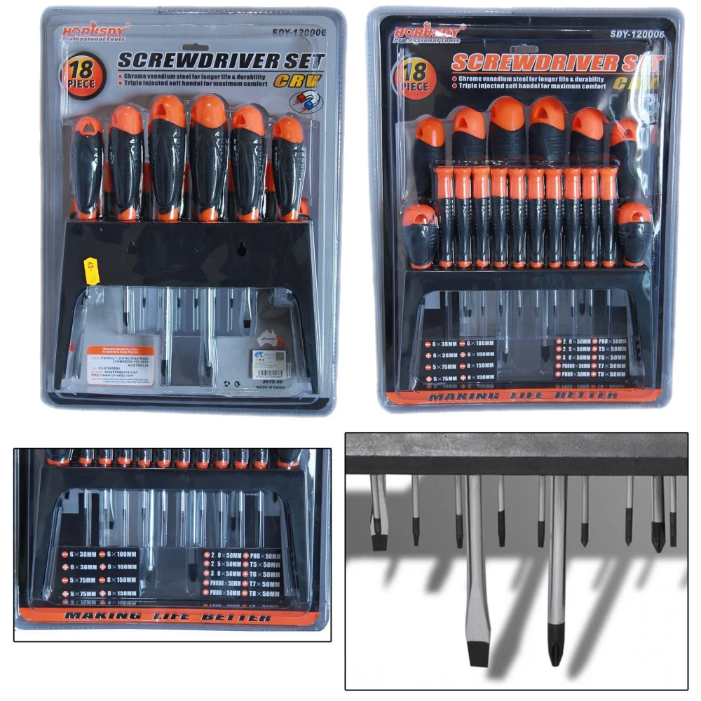 KIT SET 18 CACCIAVITI CACCIAVITE CON SUPPORTO A PARETE FISSI CROCE CRV SDY120006 - TrAdE Shop Traesio